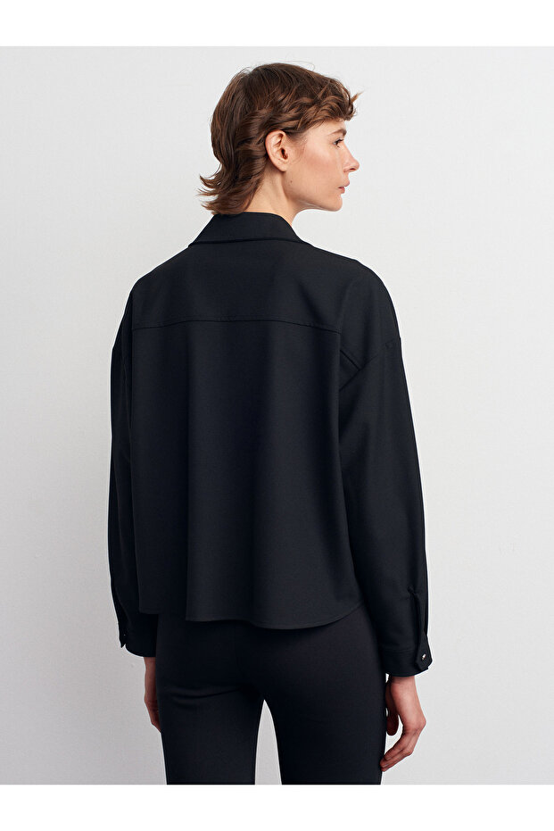 50522 Oversize Gömlek-Siyah - 2