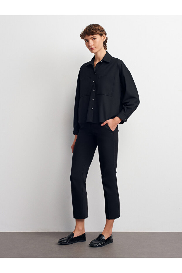 50522 Oversize Gömlek-Siyah - 5
