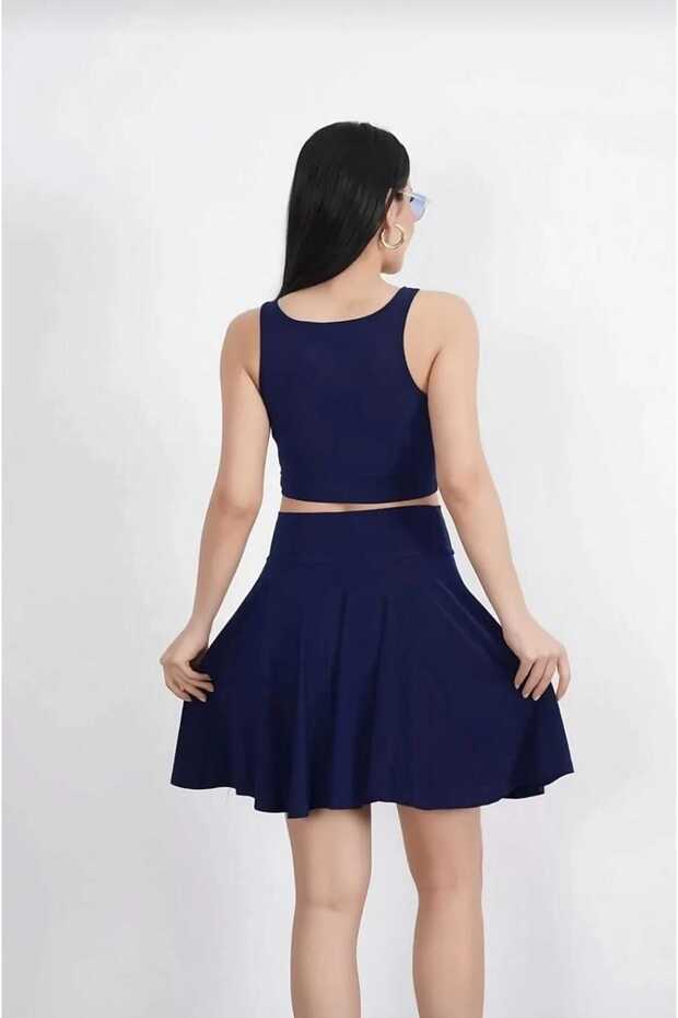 Sandy Kumaş Şortlu Mini Etek - 4