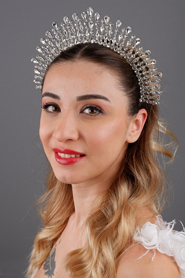 Lyre Leaf Crystal Bridal Crown Princess Tiara Wedding Crown Engagement and Henna Hair Accessory