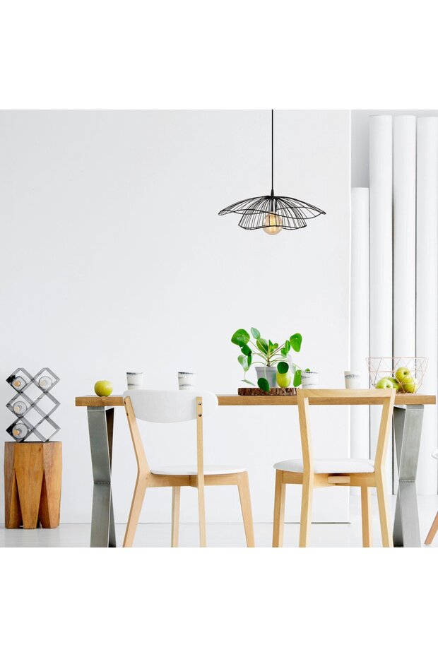 Mantar Tekli Tel Sarkıt Avize Pütürlü Siyah, Sarkıt Lamba Aydınlatma MANTAR-6500 - 4