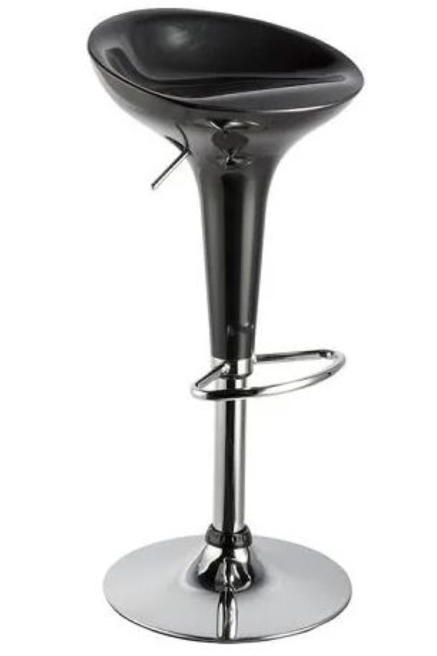 Fashy Glossy Adjustable Height Round Swivel Scoop Bar Chair Bar stool Kitchen chair Low Back Black