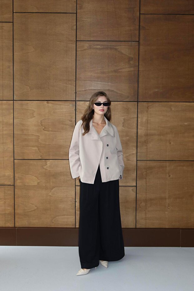 Trench oversize cu guler înalt - 8