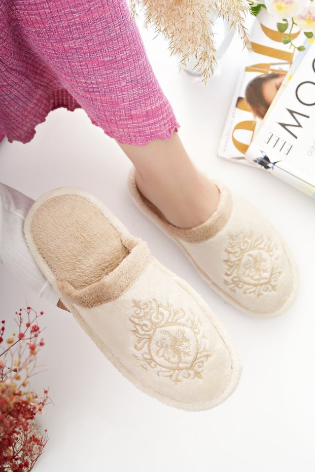 Women's House Slippers Plush Washable Wool-Lined Fur-Trimmed Slippers Guest Trousseau Bundle Bridal Slippers