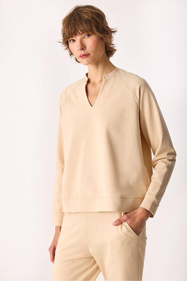 Kadın Marlin Sweatshirt - Taş - 1