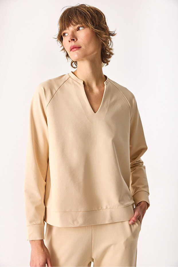 Kadın Marlin Sweatshirt - Taş - 4