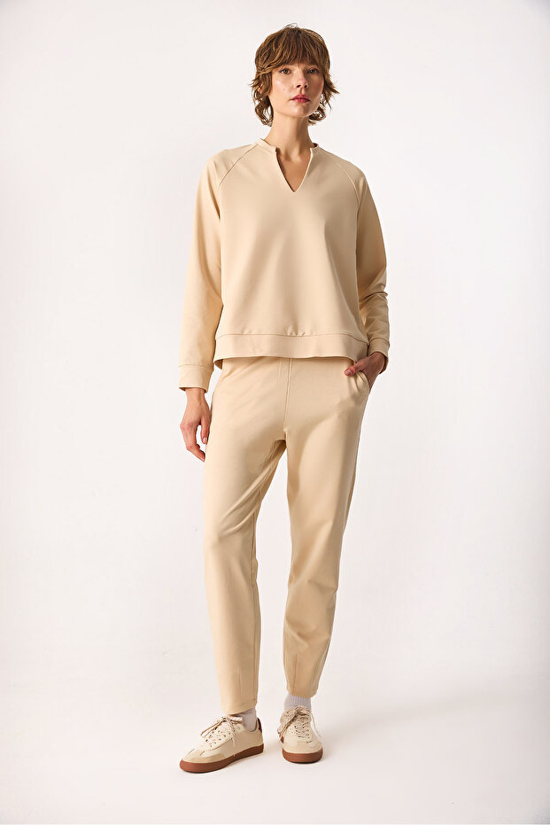 Kadın Marlin Sweatshirt - Taş - 3