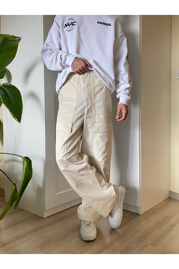 Krem Kargo Pantalon - 1