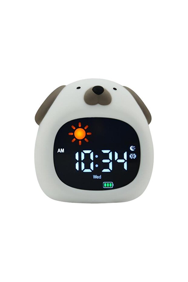 - KÖPEK FİGÜRLÜ SAATLİ ALARMLI GECE LAMBASI - 1