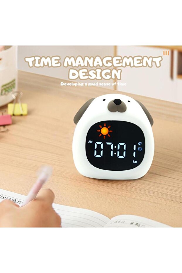 - KÖPEK FİGÜRLÜ SAATLİ ALARMLI GECE LAMBASI - 5