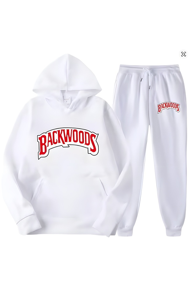 Daily Backwoods Printed 3 Thread Comfortable Winter Thick Bottom Top Hooded Sweatshirt Set