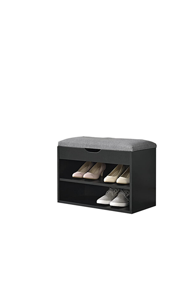 Shoe Storage Rack with Seating & Storage – Black Bench for Entryway & Bedroom