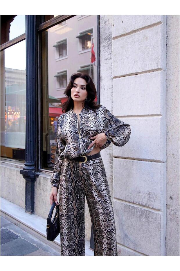 سترة بسحاب بنقشة الفهد Ckt01108 بني - 1