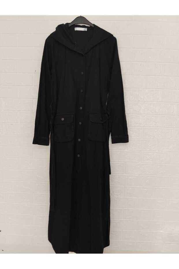 Seasonal, 100% Cotton Denim Woven, Thin, Flowy, Hooded, Ankle Length, Denim Overcoat