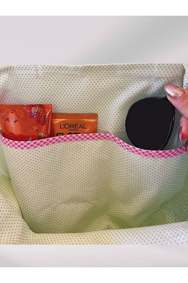 حقيبة شاطئ بجيب منقوشة بالزهور - 6