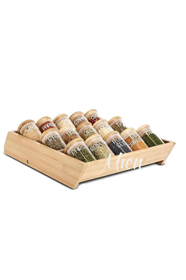 Bamboo 3-Layer Folding Spice Rack Stand with Drawer Spice Rack Stand - 7