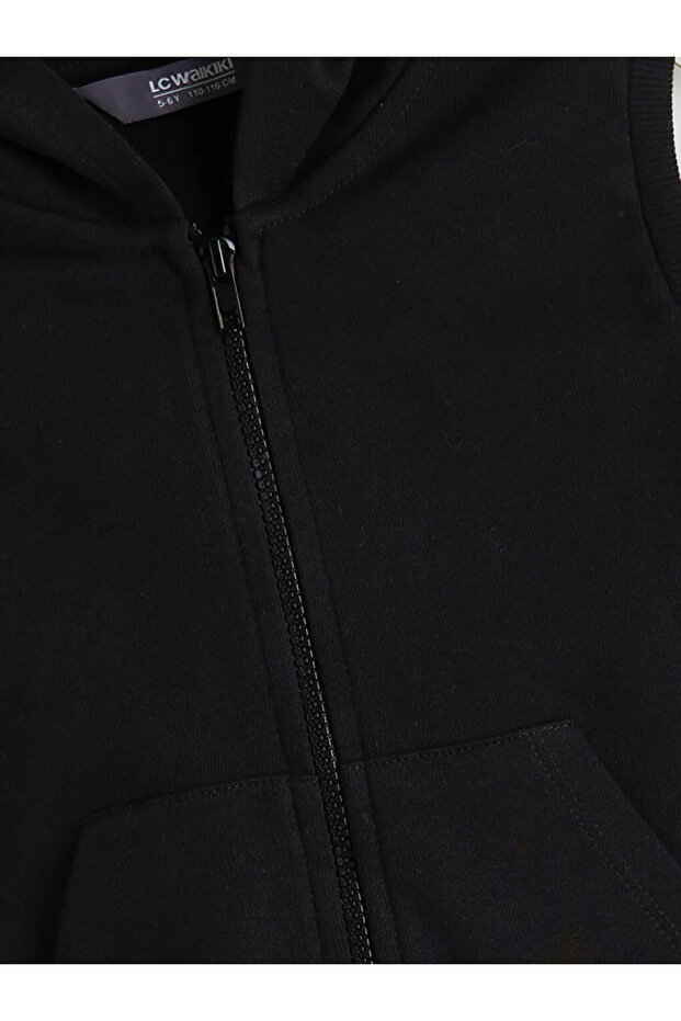 LCW ECOSiyah Kapüşonlu Kız Çocuk Yelek - 1