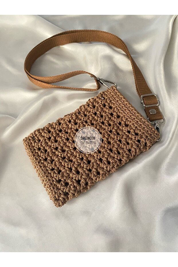 ÜÇGEN FİLE ÖRGÜ TELEFON ÇANTASI - 1