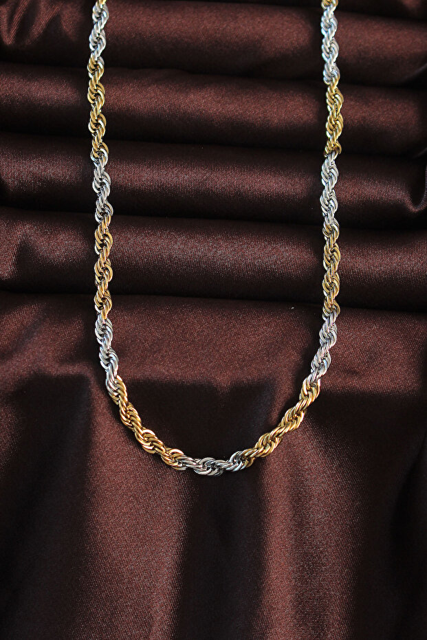 316L Steel Double Color Twist Design Necklace -