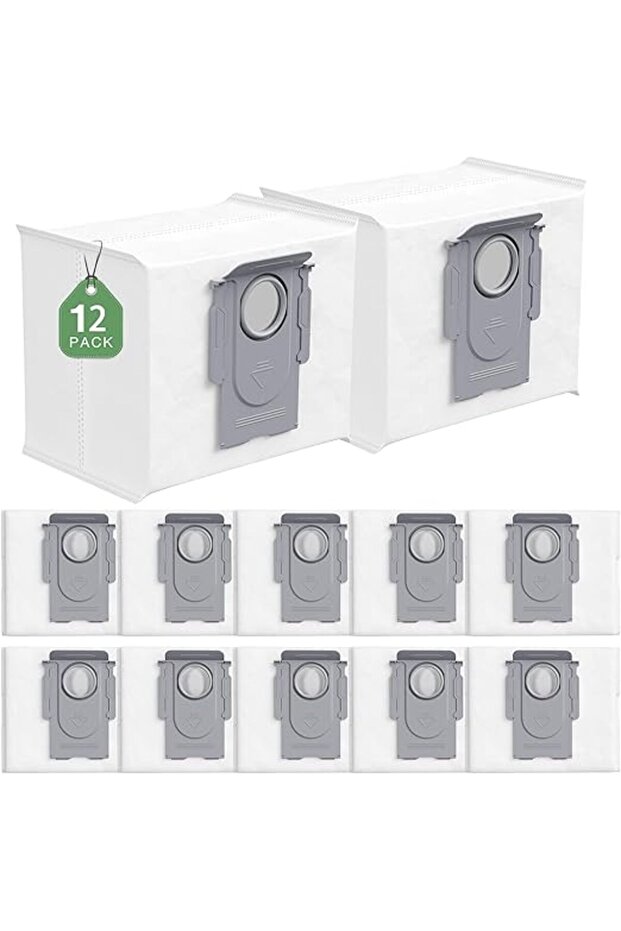 isinlive 12 Pack Dust Bags Compatible with Robo-rock Q Revo/Qrevo MaxV/ S8 Max Ultra/ S8 MaxV Ultra