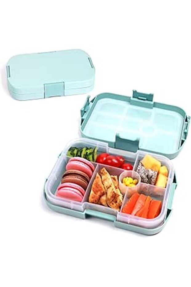 SYOSI Kids Lunch Box, Bento Box for Kid with 6 Compartments, BPA Free Plastic Picnic Snack Salad Box