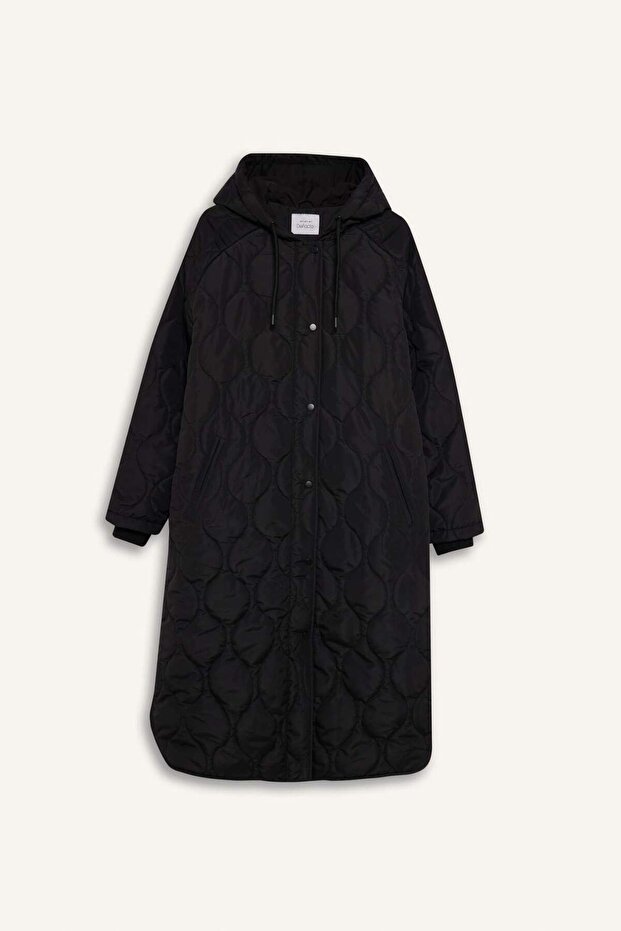Regular Fit Kapüşonlu Çıtçıtlı Cepli Kapitoneli Parka F4143AX25WN - 8