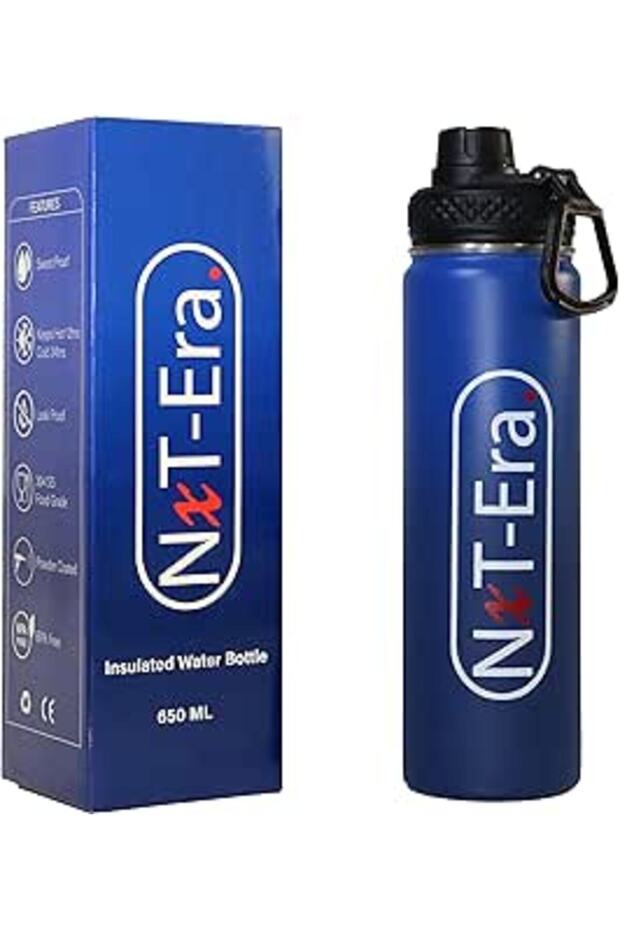 Nxt-Era Stainless Steel Water Bottle: 650ML Insulated Double Walled Metal, Keep Hot and Cold Leakpro
