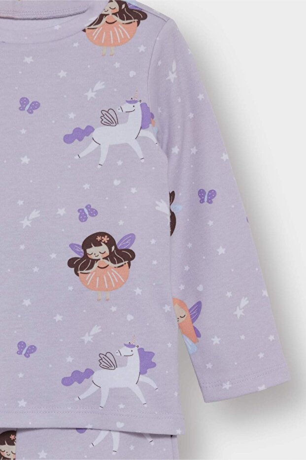 Kız Bebek Pijama Takımı Desenli Uzun Kollu Üst Uzun Alt F0636A525AU - 3