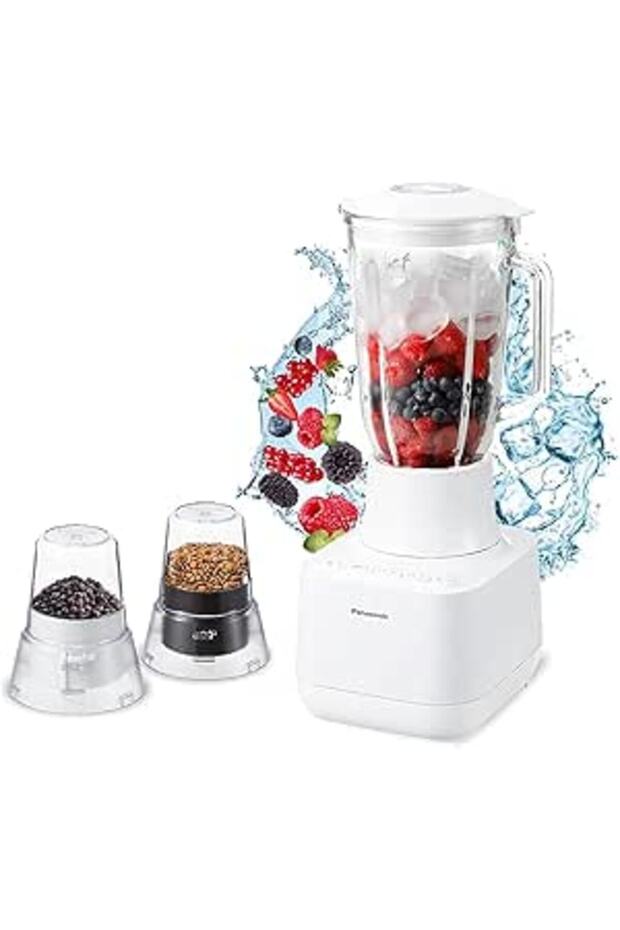 Panasonic Blender 700W Ice Crushing Smoothie Maker, 2L Glass Jug, 2 Dry Mills, Durable Sawtooth Blad