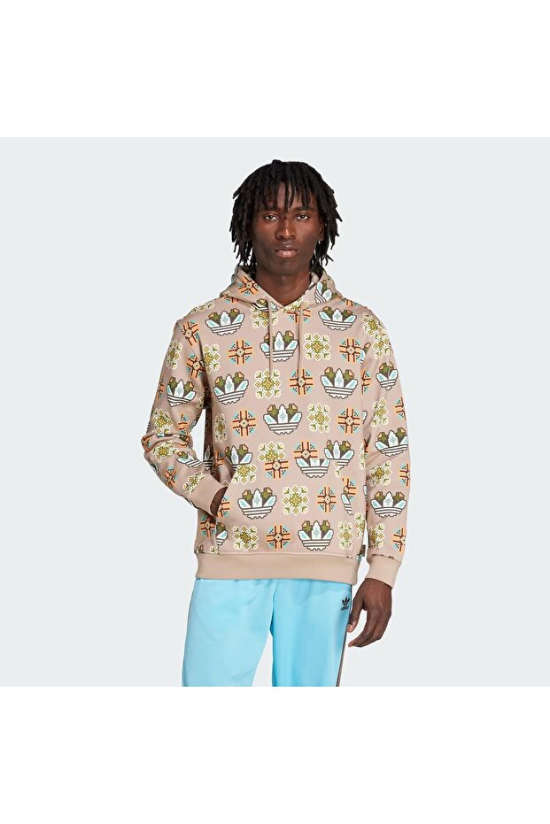 Tile Allover Print Loose Erkek Sweatshirt - 1