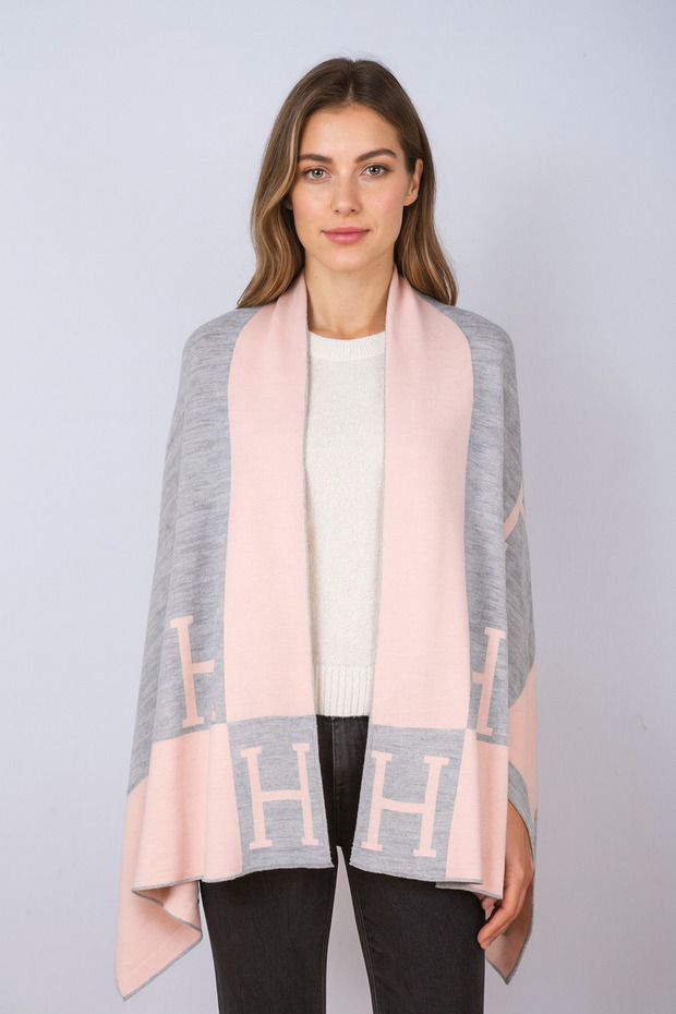 Patterned Reversible Knit Shawl - 1