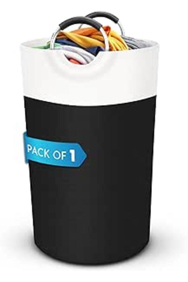 Waterproof Laundry Basket Hamper Bin | Collapsible Basket with Foam Protected Aluminum Handles for D