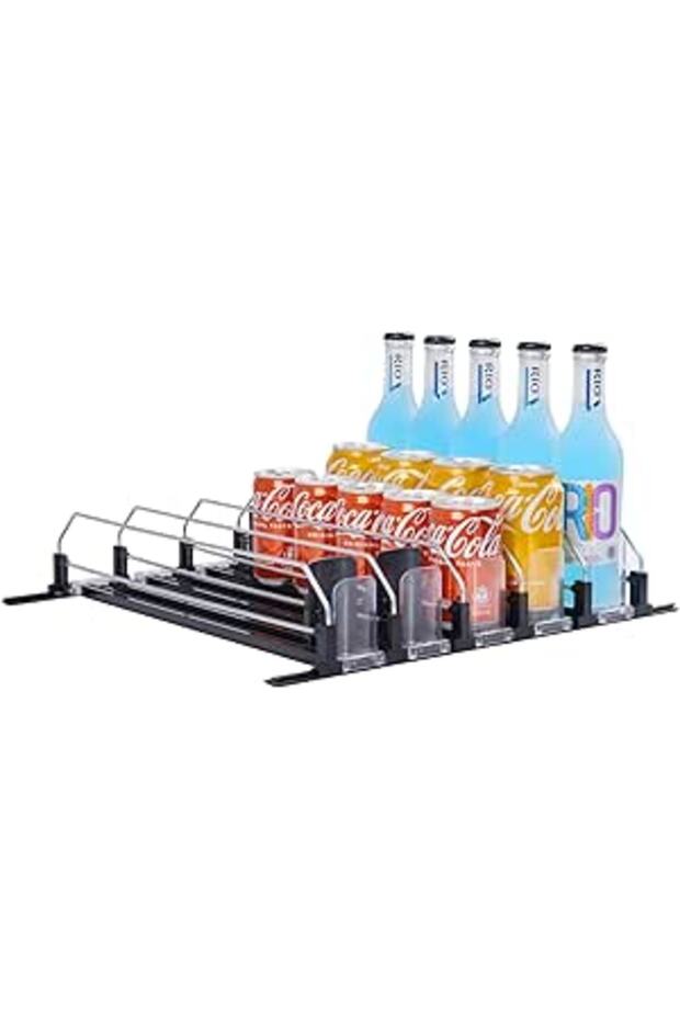 MERICARGO Drink Organizer for Fridge, Self-Pushing Soda Can Organizer for Refrigerator with Adjustab