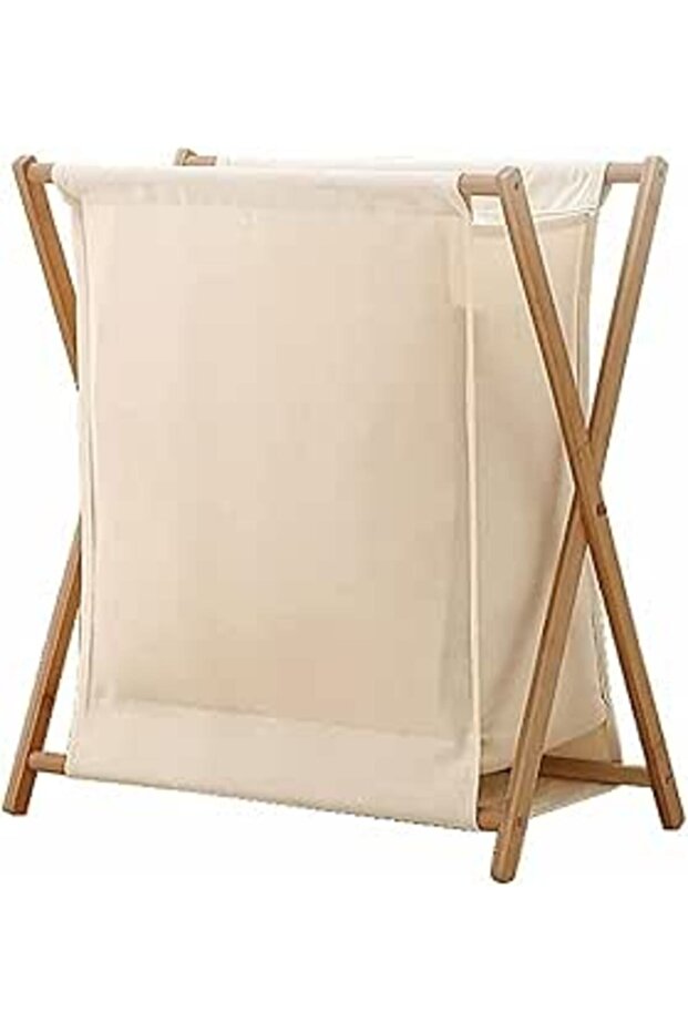 Jorunb Bamboo Laundry Hamper Sorter Cart, Portable and Collapsible Folding Clothes Laundry Basket St