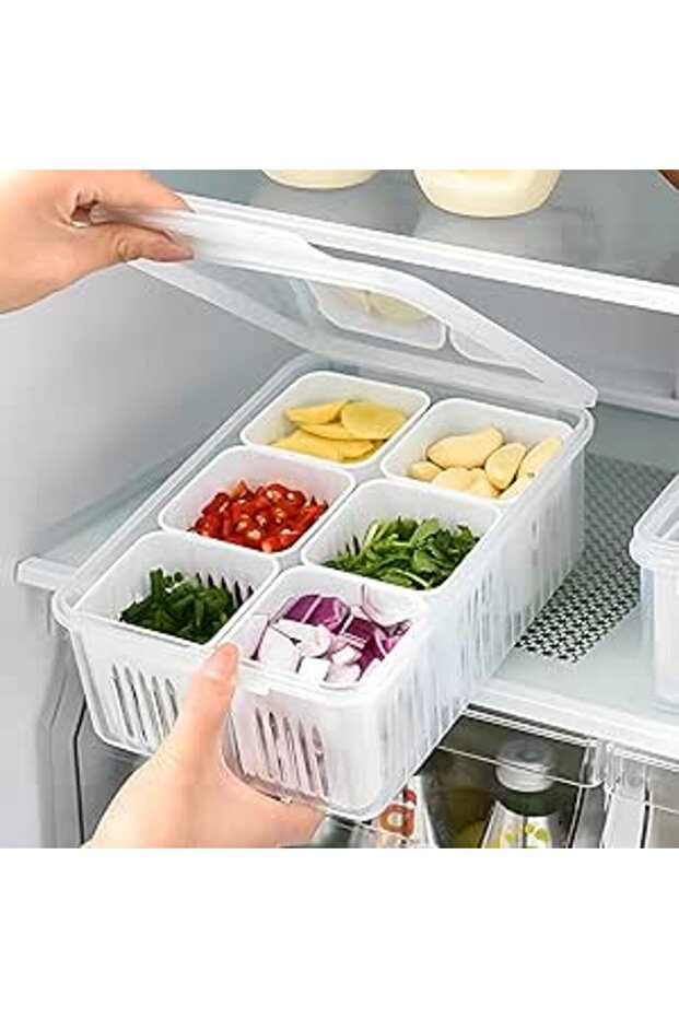 NALACAL Food Storage Containers with Lids Airtight, Scallion Preservation Box Fridge Fresh-Keeping C