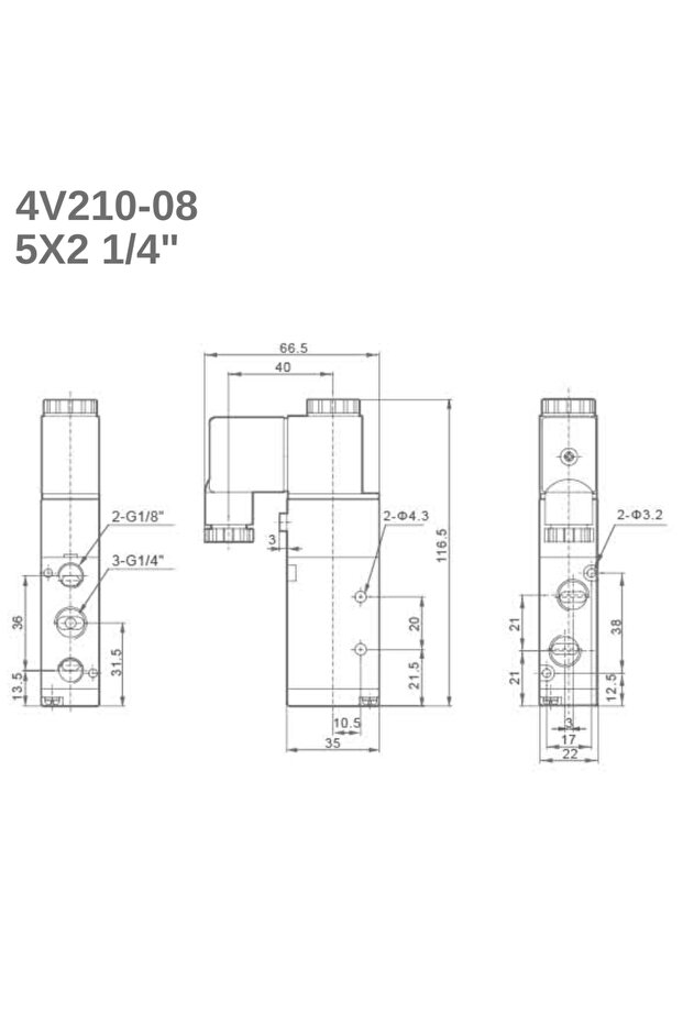 5X2 1/4" 12 VOLT TEK BOBİN PNÖMATİK SELENOİD VALF - 3