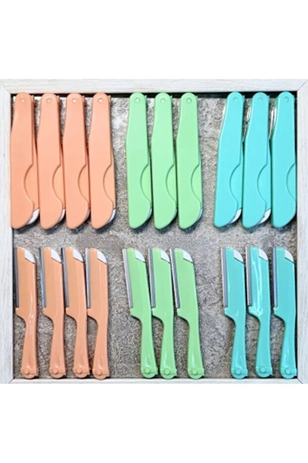 Rastgele Renk 2li Katlanabilir Kaş Bıyık Jileti Kaş Usturası - 1 Küçük 1 Büyük - 1