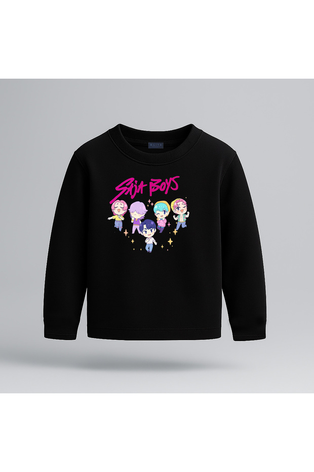 Kpop Demon Hunters Baby Saja Boys Printed Long Sleeve Girls' T-Shirt (4-13 Years)