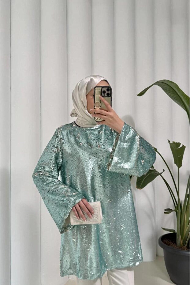 MİNT PAYET BLUZ - 3