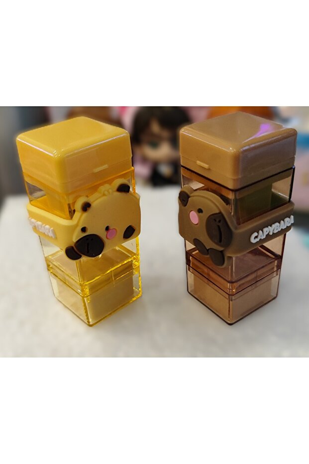 Capybara-Shaped Pencil Sharpener and Eraser in One, 2 Pieces Ad022207