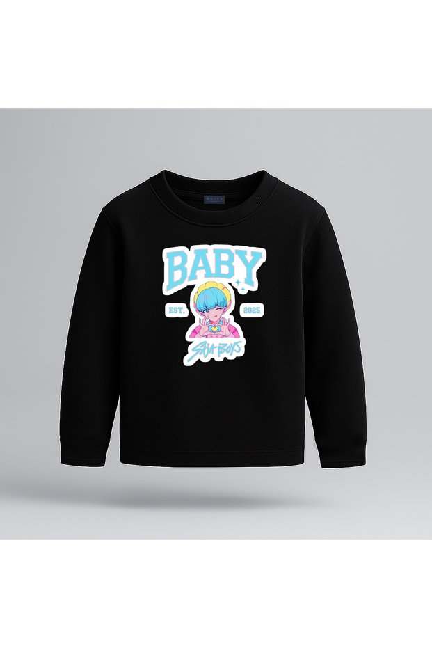 Kpop Demon Hunters Hunterix Baby Saja Printed Long Sleeve Girls' T-Shirt (4-13 Years) - Huntr/X