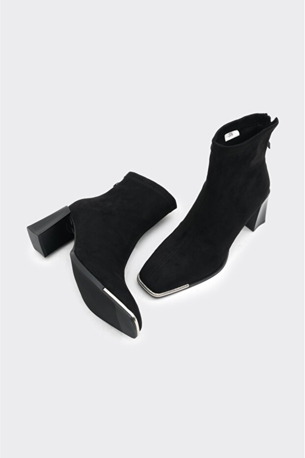 Topuklu Arkadan Fermuarlı Kadın Bot - 4