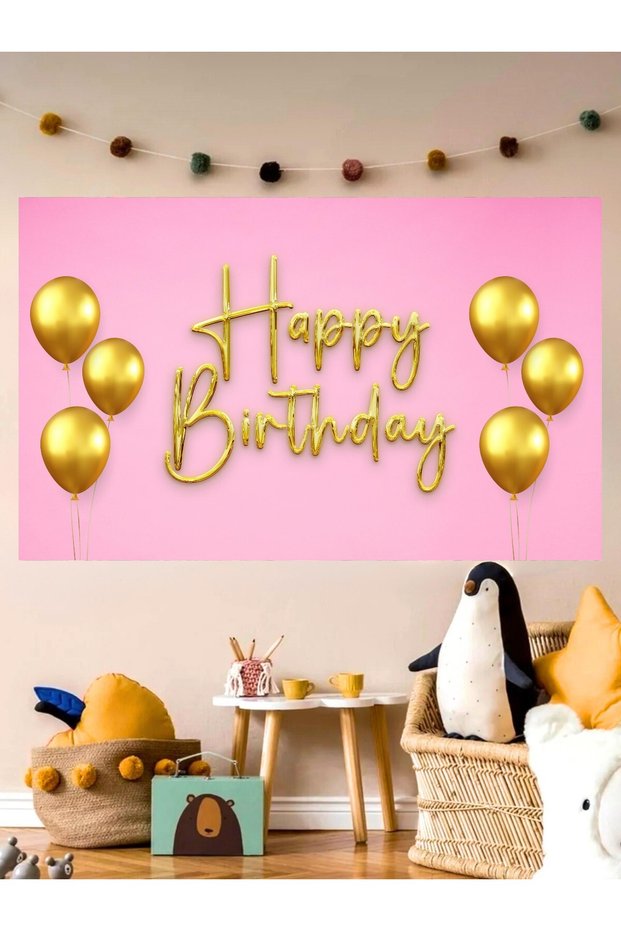 Pink Themed Custom Birthday Banner Backdrop 60X100 Vinyl Tarpaulin Banner Birthday Party Set Decoration