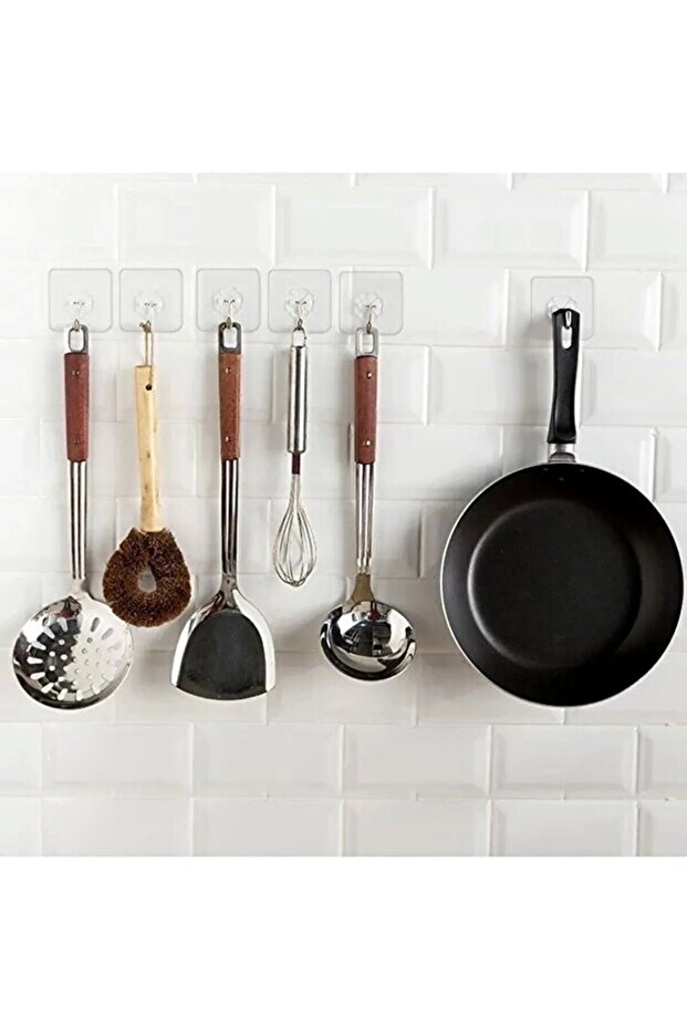 Kendinden Yapışkanlı Güçlü Şeffaf Askılık Kapı Arkası Mutfak Duvar Banyo Askı 2 ADET - 5