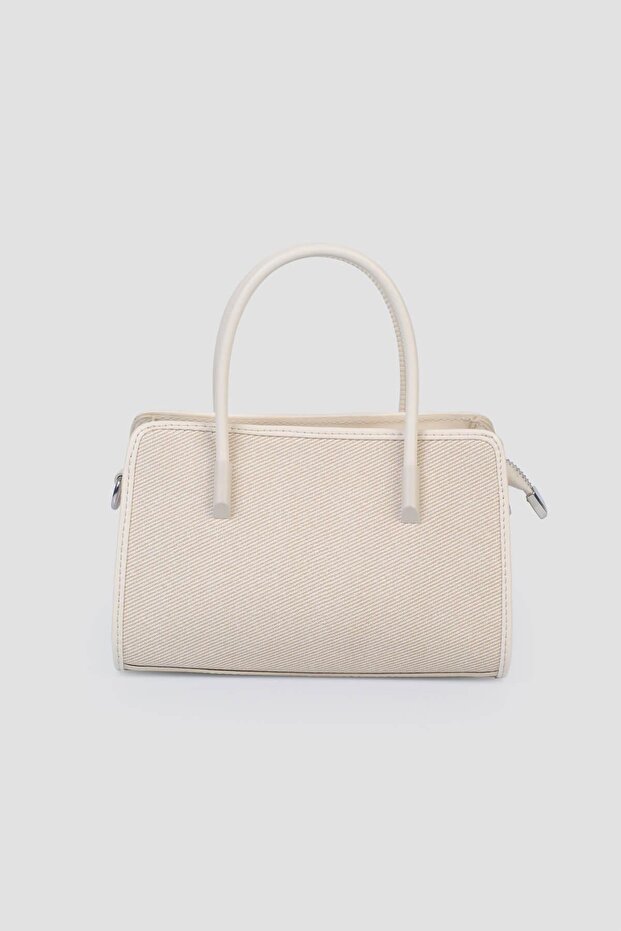 Beige Linen Women's Hand and Shoulder Bag Im591