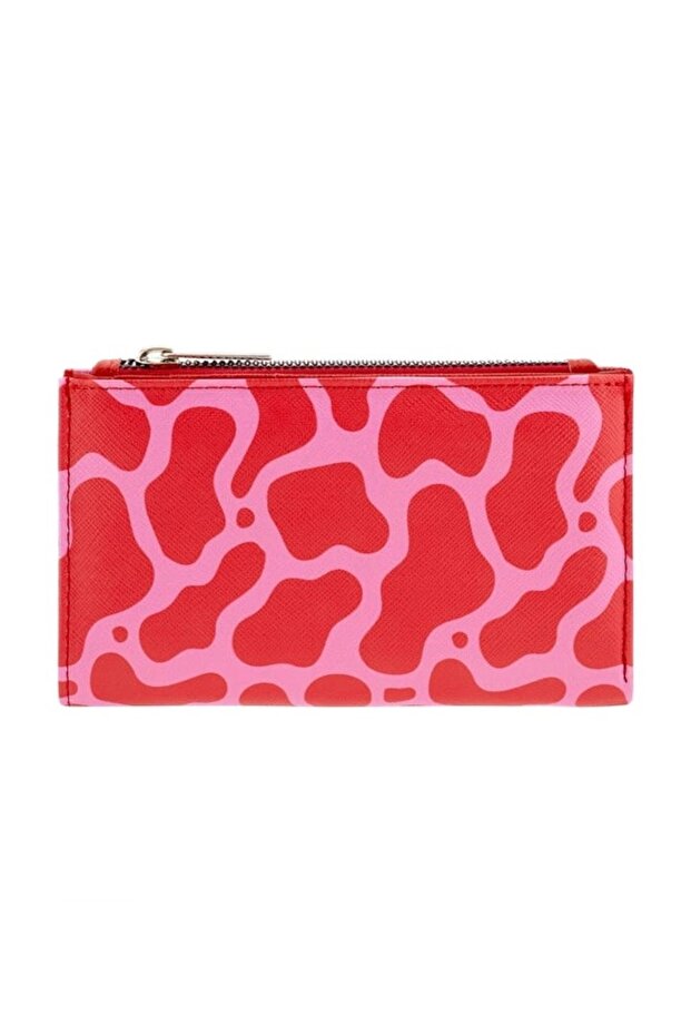 Pembe Kırmızı Benek Desenli Cüzdan - 1