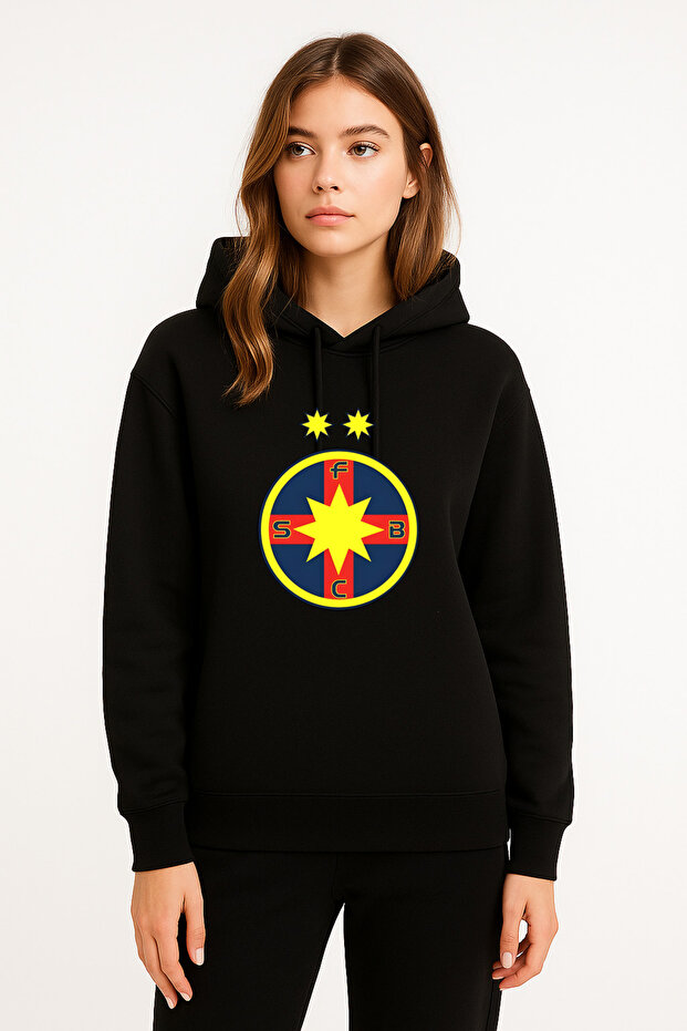 Romania Romanya Echipa De Printed Women's Black Hooded Sweatshirt Hoodie