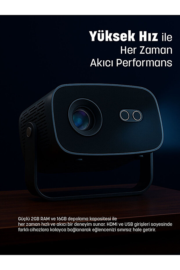 4K Smart Cinema Portable Projector (Auto Focus / Android) Türkçe Menü - 4