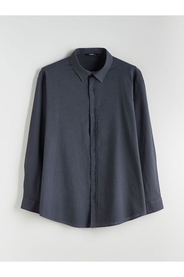 XSIDE Regular Fit Uzun Kollu Keten Görünümlü Erkek Gömlek - 5