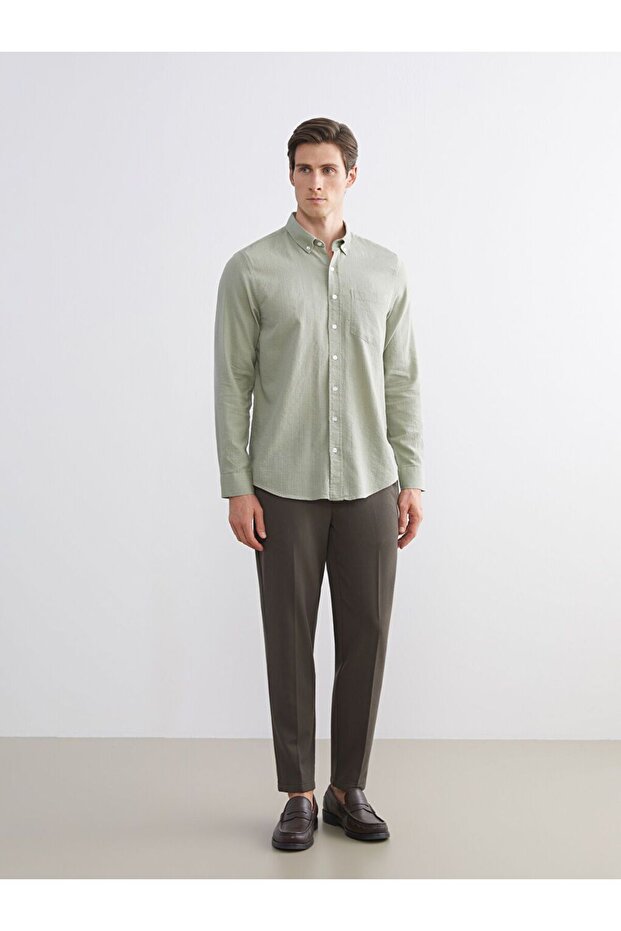 LCWAIKIKI Classic Regular Fit Uzun Kollu Armürlü Erkek Gömlek - 2